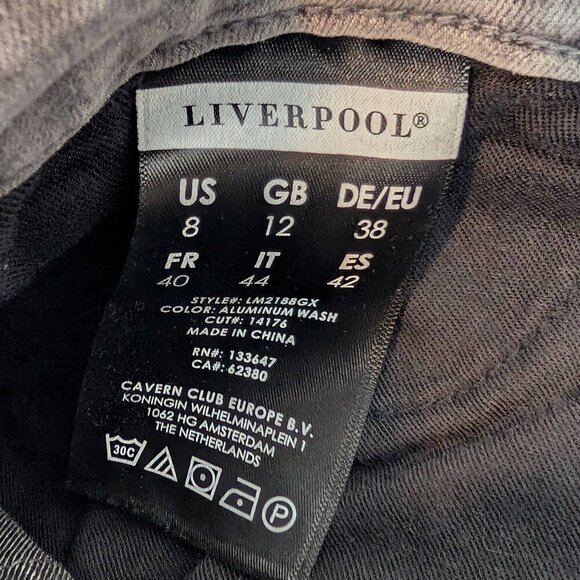 LIVERPOOL ankle skinny charcoal gray jeans with black distressed cuffed hem - Picture 10 of 16